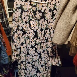 J.crew Floral Dress With Ruffle Sleeves And Pockets